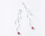 925 Silver Strawberry Quartz Dangle Earrings