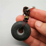 100% Real Bianshi Natural Bian Stone Buddha Keychain for Men Women