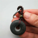 100% Real Bianshi Natural Bian Stone Buddha Keychain for Men Women
