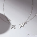 925 Silver Couple Airplane Pendant Necklaces for Men and Women