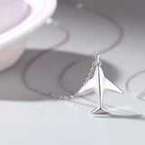 925 Silver Couple Airplane Pendant Necklaces for Men and Women