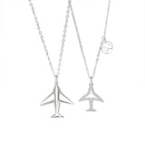 925 Silver Couple Airplane Pendant Necklaces for Men and Women