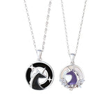 925 Silver Couple Pendant Necklaces Galaxy Unicorn Jewelry Gift