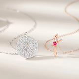 Sterling 925 Silver Couple Pendant Necklaces Love Time Gift