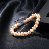 Real Freshwater Pearl Bracelet S925 Silver Hand Jewelry 7-8mm AAAA Class