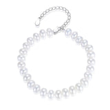 Real Freshwater Pearl Bracelet S925 Silver Hand Jewelry 7-8mm AAAA Class