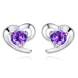 Heart Solid 925 Silver Stud Earrings Brincos Women Jewelry E042