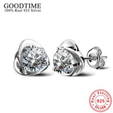 Heart Solid 925 Silver Stud Earrings Women Jewelry E0040
