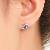 Heart Solid 925 Silver Stud Earrings Brincos Women Jewelry E042