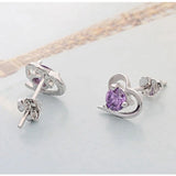 Heart Solid 925 Silver Stud Earrings Brincos Women Jewelry E042