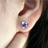 Heart Solid 925 Silver Stud Earrings Women Jewelry E0040