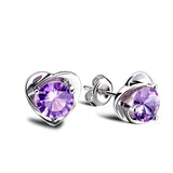 Heart Solid 925 Silver Stud Earrings Women Jewelry E0040