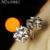925 Sterling Snowflake Stud Earrings - Women's Brincos