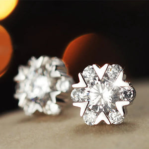 925 Sterling Snowflake Stud Earrings - Women's Brincos