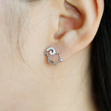 100% Real 925 Sterling Silver Stud Earrings AJE071