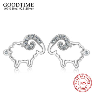 100% Real 925 Sterling Silver Stud Earrings AJE071