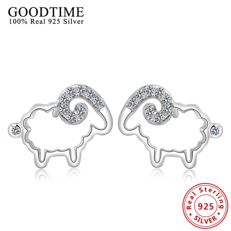 100% Real 925 Sterling Silver Stud Earrings AJE071
