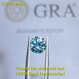 Real Moissanite Blue-green Round Cut D VVS1 3EX Loose Stone