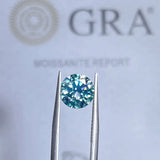 Real Moissanite Blue-green Round Cut D VVS1 3EX Loose Stone