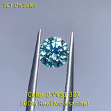 Real Moissanite Blue-green Round Cut D VVS1 3EX Loose Stone