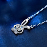 Real Moissanite Moon Rabbit Necklace 925 Sterling Silver Women Girls Gift