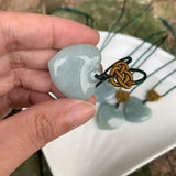 Natural Burma Jade Heart Necklace Pendant Green Myanmar Jade Women Jewelry