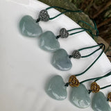 Natural Burma Jade Heart Necklace Pendant Green Myanmar Jade Women Jewelry
