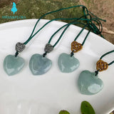 Natural Burma Jade Heart Necklace Pendant Green Myanmar Jade Women Jewelry