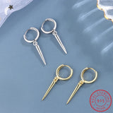 925 Silver Punk Rivet Hoop Earrings Rock Party Jewelry