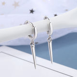 925 Silver Punk Rivet Hoop Earrings Rock Party Jewelry