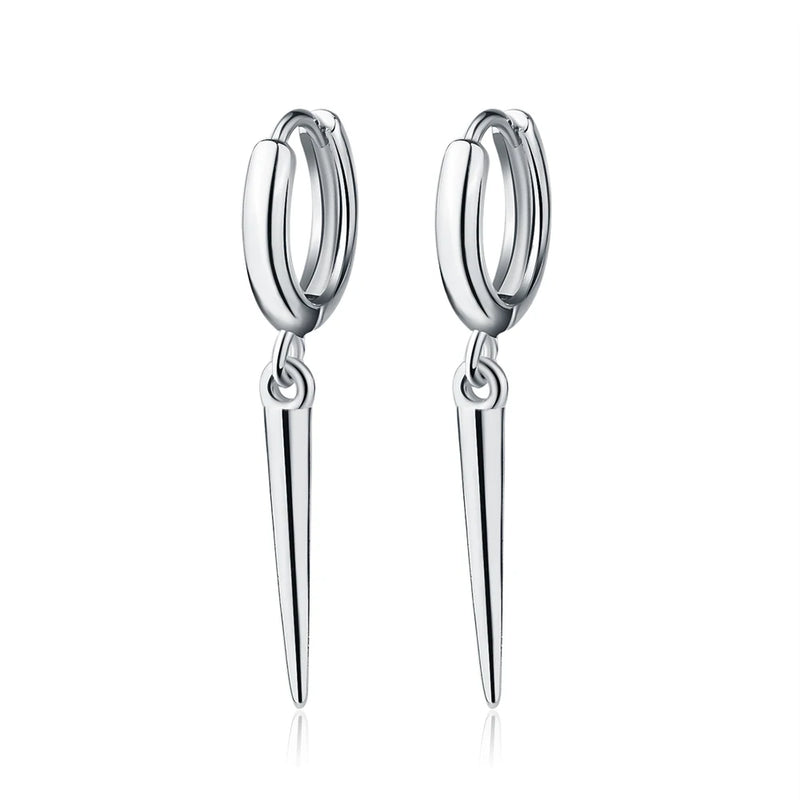 925 Silver Punk Rivet Hoop Earrings Rock Party Jewelry
