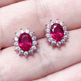 Lab-grown Ruby Stud Earrings S925 Sterling Silver