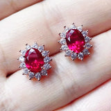 Lab-grown Ruby Stud Earrings S925 Sterling Silver