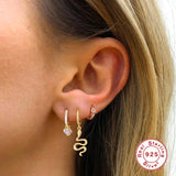 S925 Sterling Silver Zircon Hoop Earrings Wedding Jewelry