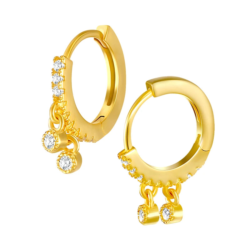 S925 Sterling Silver Zircon Hoop Earrings Wedding Jewelry