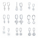 S925 Sterling Silver Zircon Hoop Earrings Wedding Jewelry