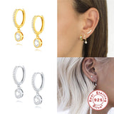 S925 Sterling Silver Zircon Hoop Earrings Wedding Jewelry