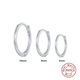 S925 Sterling Silver Hoop Earrings for Women Girls O Shape Round Circle