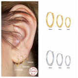 S925 Sterling Silver Hoop Earrings for Women Girls O Shape Round Circle