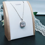 S925 Sterling Silver Square Diamond Pendant Necklace