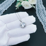S925 Sterling Silver Square Diamond Pendant Necklace