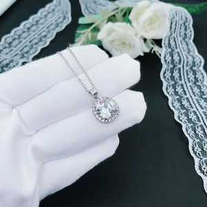 S925 Sterling Silver Square Diamond Pendant Necklace