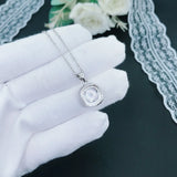 S925 Sterling Silver Square Diamond Pendant Necklace