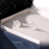 S925 Sterling Silver Shell Rose Flower Stud Earrings Party Jewelry