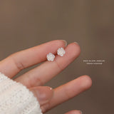 S925 Sterling Silver Shell Rose Flower Stud Earrings Party Jewelry