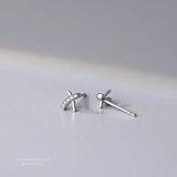 S925 Silver Zirconia Cross X Letter Stud Earrings