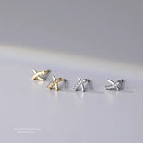 S925 Silver Zirconia Cross X Letter Stud Earrings