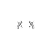 S925 Silver Zirconia Cross X Letter Stud Earrings