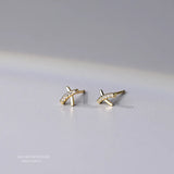 S925 Silver Zirconia Cross X Letter Stud Earrings