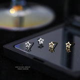 S999 Sterling Silver Crystal Five Star Stud Earrings Party Jewelry